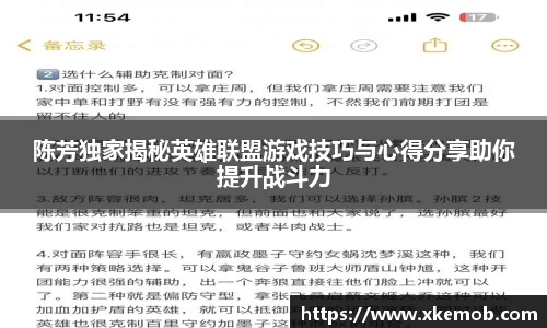 陈芳独家揭秘英雄联盟游戏技巧与心得分享助你提升战斗力